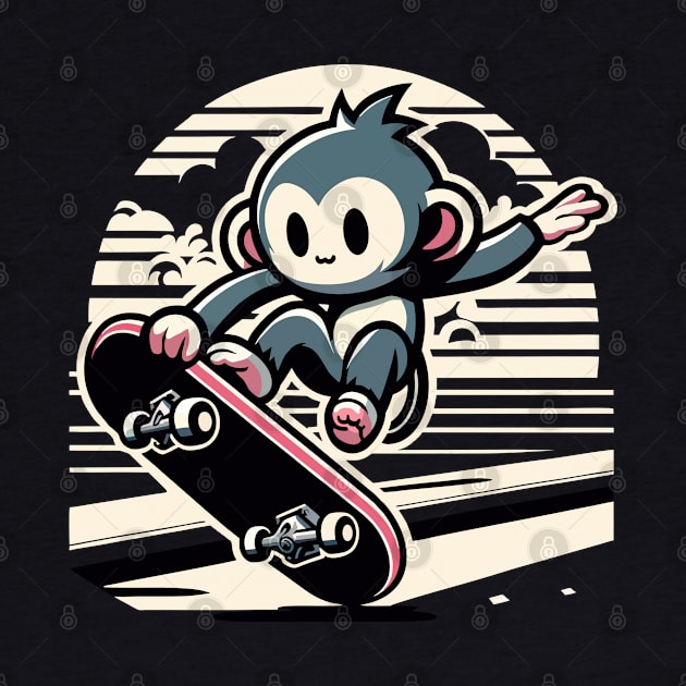 Skater Monkey Skateboard Jump by deanisadea21